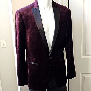 Express Burgandy Velvet Tuxedo Blazer